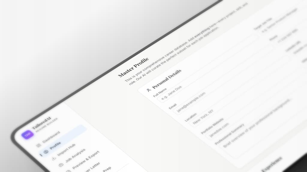 TailoredAIResume Dashboard