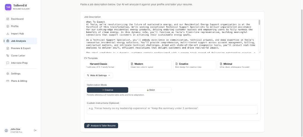 Paste the Job Description